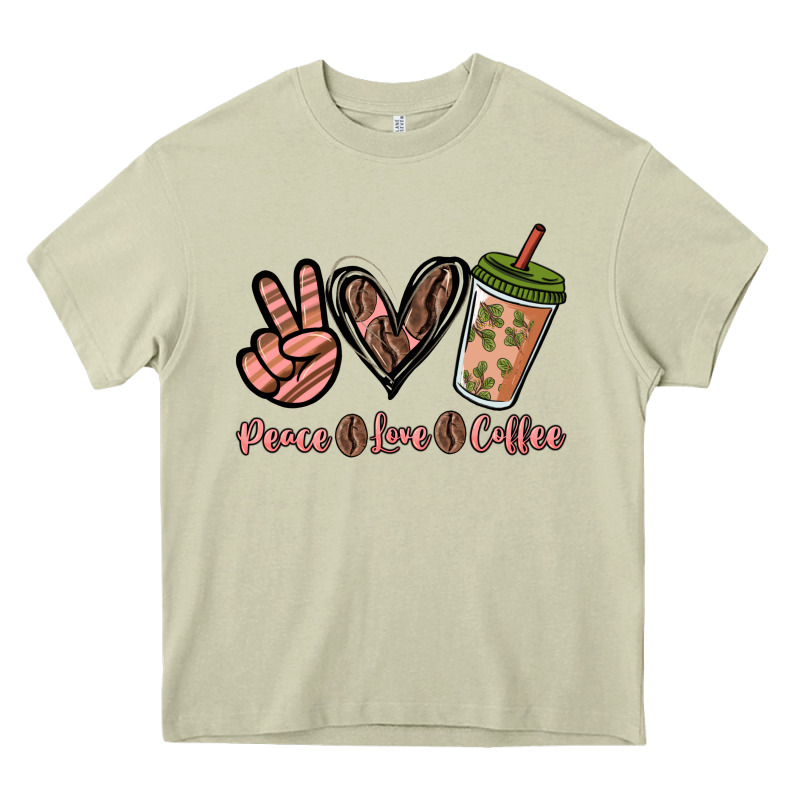 Peace Love Coffee Heavy Core Tee by NancyCooperArtShop | Teevron