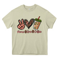Mossy peace love coffee Heavy Core Tee - NancyCooperArtShop