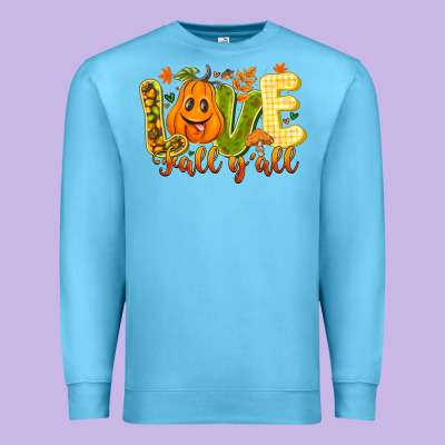 Love Fall Y'all Premium Sweatshirt Designed By Cowhidedigitalart