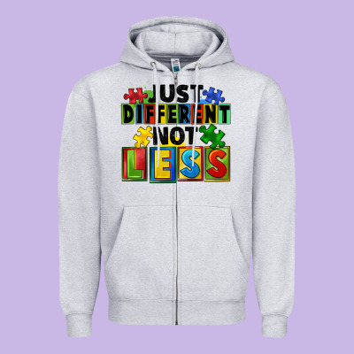 Just Different Not Less Zipper Hoodie Designed By Fadigitalartstudio