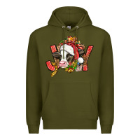 Army Green joy christmas with cow bbs Premium Hoodie - BundleAndBundleShop