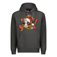 Charcoal Heather joy christmas with cow bbs Premium Hoodie - BundleAndBundleShop
