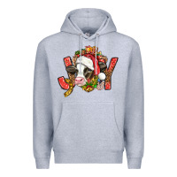 Heather Grey joy christmas with cow bbs Premium Hoodie - BundleAndBundleShop