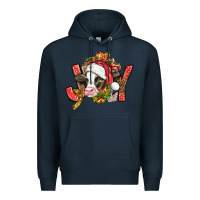 Navy joy christmas with cow bbs Premium Hoodie - BundleAndBundleShop
