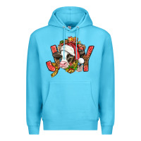 Ocean Blue joy christmas with cow bbs Premium Hoodie - BundleAndBundleShop