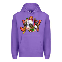 Purple joy christmas with cow bbs Premium Hoodie - BundleAndBundleShop