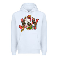 White joy christmas with cow bbs Premium Hoodie - BundleAndBundleShop
