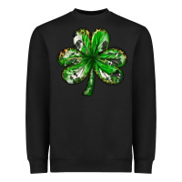 Black Shamrock with leopard and cowhide St. Patricks day Heavyweight Sweatshirt - HowdyJamesFarm