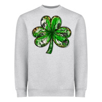 Heather Grey Shamrock with leopard and cowhide St. Patricks day Heavyweight Sweatshirt - HowdyJamesFarm