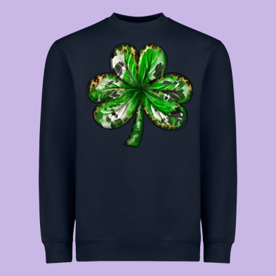 Shamrock With Leopard And Cowhide St. Patricks Day Heavyweight Sweatshirt Designed By Howdyjamesfarm