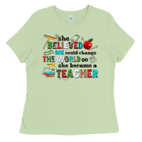 Matcha she believed she could change the world so she bec Ladies Tee - NancyCooperArtShop