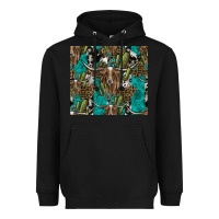 Black Longhorn Pattern Heavyweight Hoodie - CowhideDigitalArt
