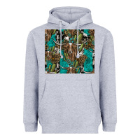 Heather Grey Longhorn Pattern Heavyweight Hoodie - CowhideDigitalArt