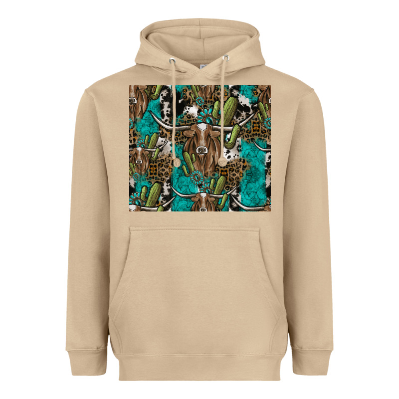Longhorn Pattern Heavyweight Hoodie by CowhideDigitalArt | Teevron