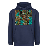 Navy Longhorn Pattern Heavyweight Hoodie - CowhideDigitalArt