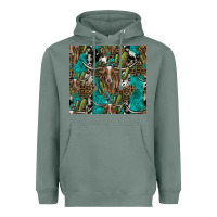 Sage Longhorn Pattern Heavyweight Hoodie - CowhideDigitalArt