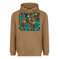 Toasted Coconut Longhorn Pattern Heavyweight Hoodie - CowhideDigitalArt