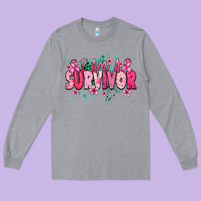 I Am A Survivor Cancere Awareness Long Sleeve Tee Designed By Howdyjamesfarm
