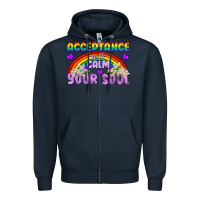Navy Lgbtq Acceptance Will Calm Your Soul Zipper Hoodie - BundleAndBundleShop