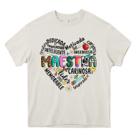 Cream retro maestra word Heavy Core Tee - JahusDesignShop