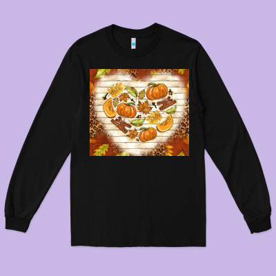 Fall Heart With Leopard Long Sleeve Tee Designed By Tumblerdesignbyshophia