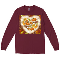 Burgundy fall heart with leopard Long Sleeve Tee - TumblerDesignByShophia