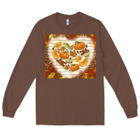 Chestnut fall heart with leopard Long Sleeve Tee - TumblerDesignByShophia