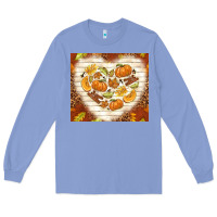 Colony Blue fall heart with leopard Long Sleeve Tee - TumblerDesignByShophia