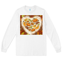 White fall heart with leopard Long Sleeve Tee - TumblerDesignByShophia