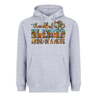 Heather Grey Thankful Blessed And Kind Of A Mess Heavyweight Hoodie - CowhideDigitalArt