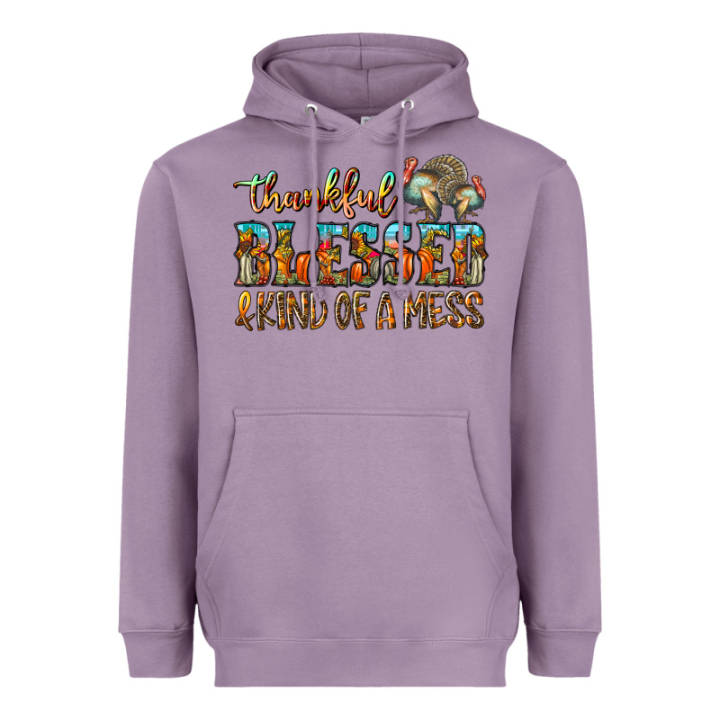 Thankful Blessed And Kind Of A Mess Heavyweight Hoodie by CowhideDigitalArt | Teevron