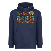 Navy Thankful Blessed And Kind Of A Mess Heavyweight Hoodie - CowhideDigitalArt