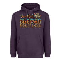 Plum Thankful Blessed And Kind Of A Mess Heavyweight Hoodie - CowhideDigitalArt