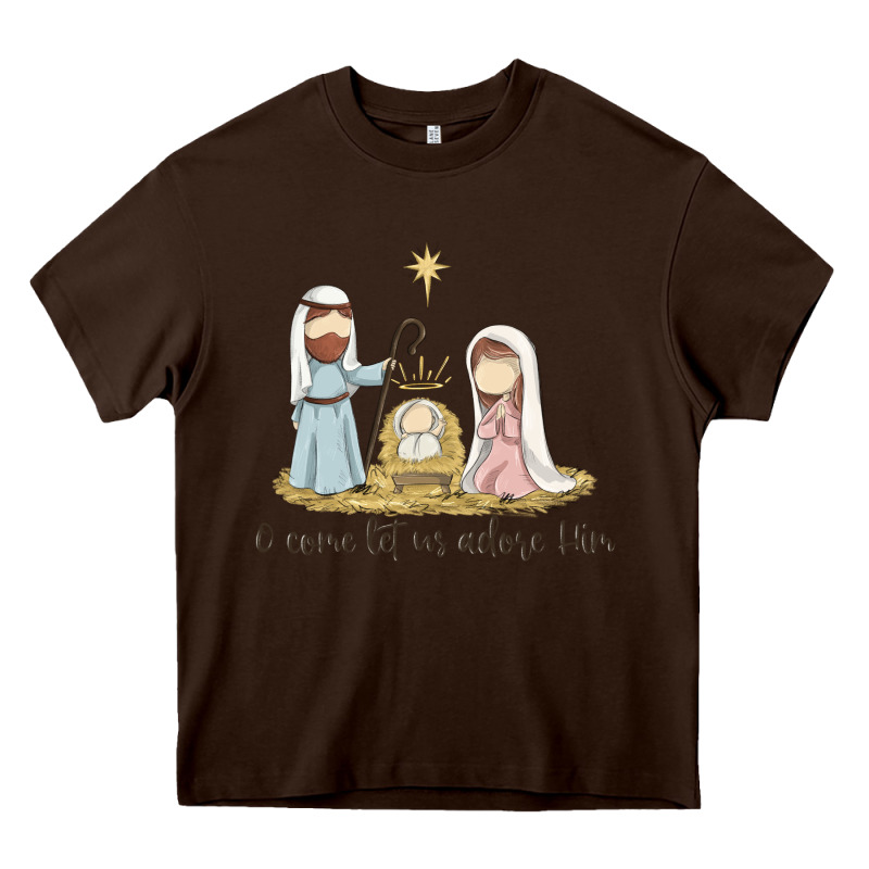 O Come Let Us Adore Him Heavy Core Tee by MaliasSmallBusiness | Teevron