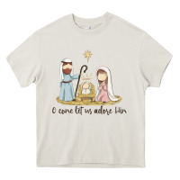 Cream o come let us adore him Heavy Core Tee - MaliasSmallBusiness