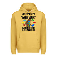 Antique Gold Autism grizzlies Premium Hoodie - FaDigitalArtStudio