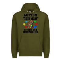 Army Green Autism grizzlies Premium Hoodie - FaDigitalArtStudio
