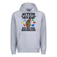 Heather Grey Autism grizzlies Premium Hoodie - FaDigitalArtStudio