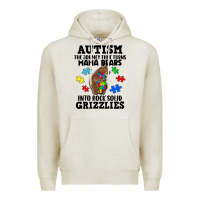 Oatmeal Heather Autism grizzlies Premium Hoodie - FaDigitalArtStudio