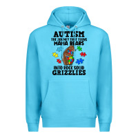 Ocean Blue Autism grizzlies Premium Hoodie - FaDigitalArtStudio