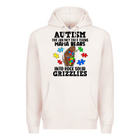 Pale Pink Autism grizzlies Premium Hoodie - FaDigitalArtStudio
