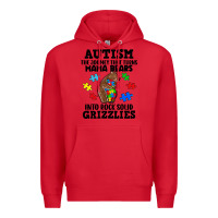 Red Autism grizzlies Premium Hoodie - FaDigitalArtStudio