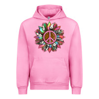Fuchsia Pink sunflower and tie dye with peace sign Urban Hoodie - Artiststas