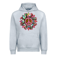 Heather Grey sunflower and tie dye with peace sign Urban Hoodie - Artiststas