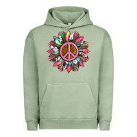 Pigment Oil Green sunflower and tie dye with peace sign Urban Hoodie - Artiststas