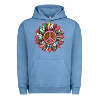 Pigment Pebble Blue sunflower and tie dye with peace sign Urban Hoodie - Artiststas