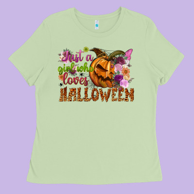 Just A Girl Who Loves Halloween Ladies Tee Designed By Nancycooperartshop
