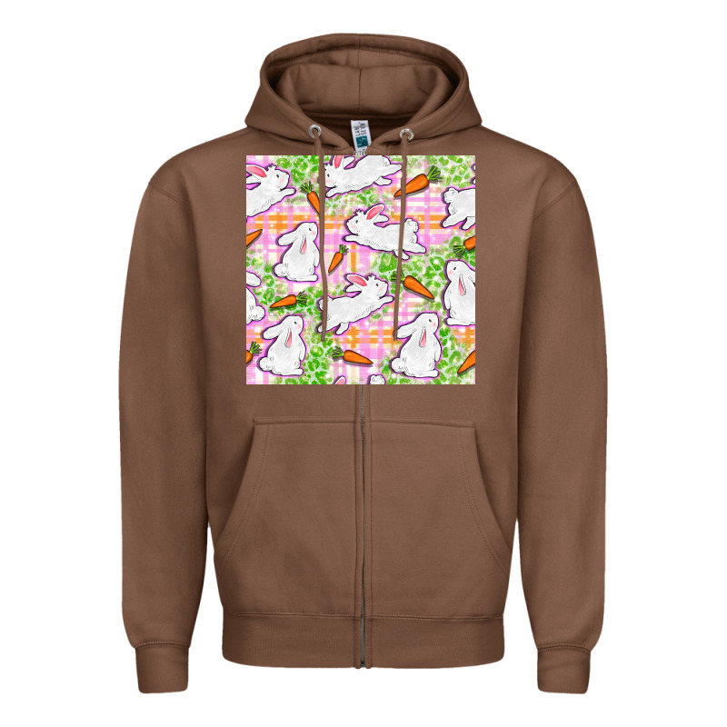Easter Bunnies With Carrots Seamless Pattern Zipper Hoodie by BundleAndBundleShop | Teevron