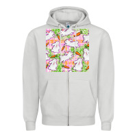 Dove Grey Easter Bunnies With Carrots Seamless Pattern Zipper Hoodie - BundleAndBundleShop