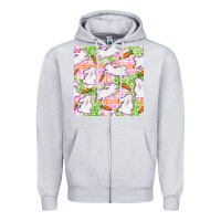 Heather Grey Easter Bunnies With Carrots Seamless Pattern Zipper Hoodie - BundleAndBundleShop
